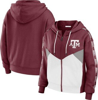 Women's Wear by Erin Andrews Maroon Texas A&M Aggies Colorblock Full-Zip Hoodie Jacket