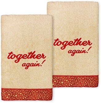 Christmas Together Again! Embroidered Luxury 100% Turkish Cotton Hand Towels - Set of 2