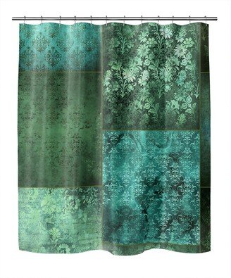 ECLECTIC BOHEMIAN PATCHWORK SAGE and TEAL Shower Curtain