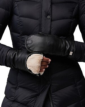 Betrice Leather & Faux Fur Zip Top Mittens