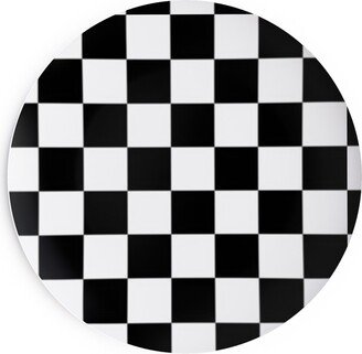 Salad Plates: Checker - Black And White Salad Plate, Black