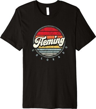 Fleming, CO Retro Sunset Souvenir Retro Fleming Home State Cool 70s Style Sunset Premium T-Shirt