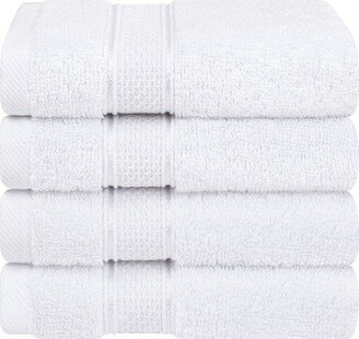 Salem 4 Pack Washcloth Set, 100% Cotton Washcloth Hand Face Towels for Bathroom and Kitchen, White