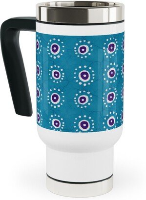 Travel Mugs: Batik Suns Travel Mug With Handle, 17Oz, Blue