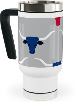 Travel Mugs: Longhorns - Silver Travel Mug With Handle, 17Oz, Multicolor