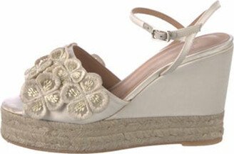 Satin Embroidered Accent Espadrilles