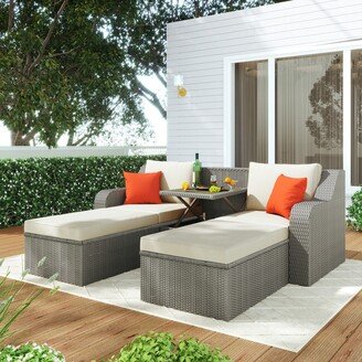 Shop Pro LLC 3 PCS Outdoor Patio Wicker Sofa Furniture Set with Lift Top Coffee Table