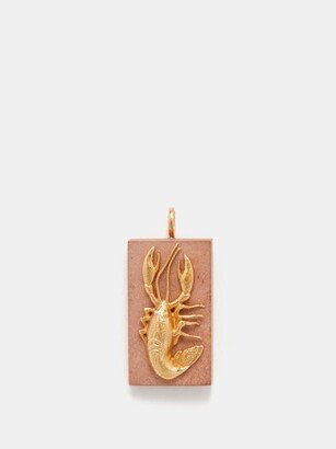 Deco Lobster Jasper & 18kt Gold Charm