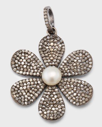 Margo Morrison Sterling Silver and Diamond Pearl Flower Charm