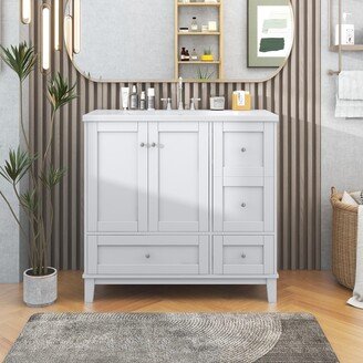 FEELLE 36 Inch Modern Bathroom Vanity with USB Charging