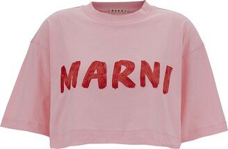 Logo Printed Cropped T-Shirt-AH