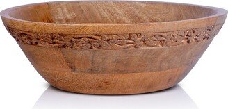 Wooden Serving Bowls in Medium Burnt Finish,