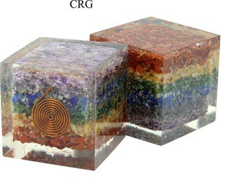 Chakra 7 Stone Orgonite Cube | Cu10Ah-7S