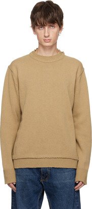 Beige Elbow Patch Sweater-AA