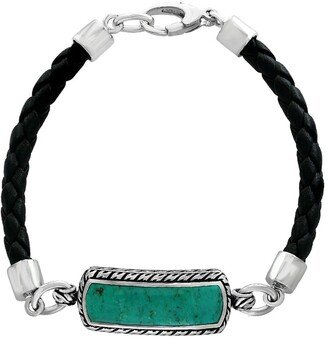 Sterling Silver & Leather Turquoise Bracelet