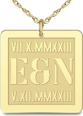 Men's Engravable Roman Numeral 28.0mm Square Tag Pendant (3 Initials and 2 Dates) - 22