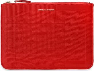 Leather Pouch With Logo Unisex - Red