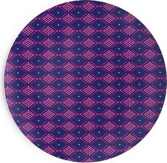 Salad Plates: Tribal Geometric - Navy And Purple Salad Plate, Blue