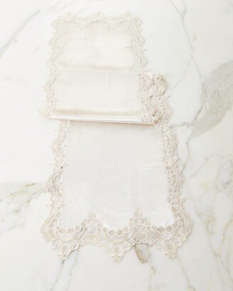 Nomi K Hand Lace Embroidered Velvet Table Runner