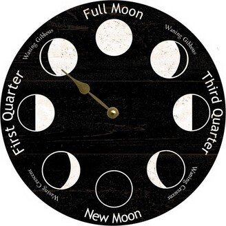 Black Moon Phase Clock - Lunar & White Clock