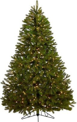 6ft Pre-Lit LED Cambridge Spruce Flat Back Artificial Christmas Tree Warm White Lights