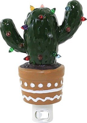 Christmas Cactus Night Light - 1 Night Light 7.25 Inches - Lights Plant Tree - Y8958 Arms - Dolomite - Green