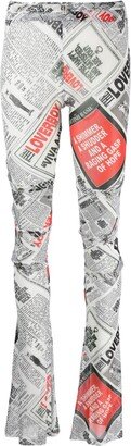 Newspaper-Print Skinny Trousers