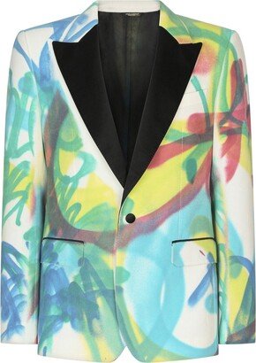 Graffiti-Print Single-Breasted Blazer