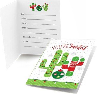 Big Dot of Happiness Merry Cactus - Fill-in Christmas Cactus Party Invitations (8 Count)