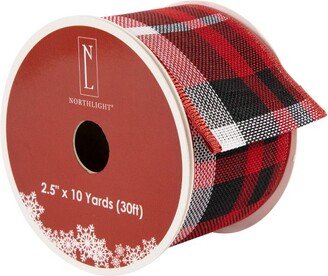 Northlight Red and Black Plaid Wired Craft Christmas Ribbon 2.5