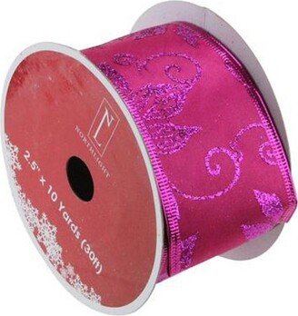 Northlight Purple and Pink Shimmering Wired Christmas Craft Ribbon 2.5