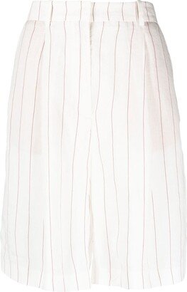 Pinstripe Linen-Blend Shorts
