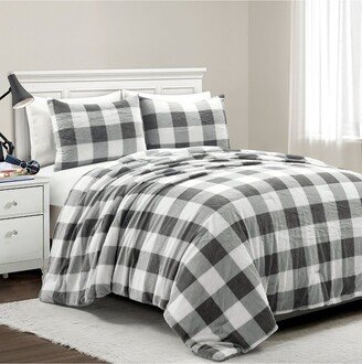 3Pc Plaid Lightweight All-Season Comforter Set