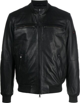 Two-Way Zipped Leather Jacket