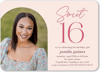 Sweet Sixteen Invitations: Amazing Arch Birthday Invitation, Pink, 5X7, Matte, Signature Smooth Cardstock, Rounded