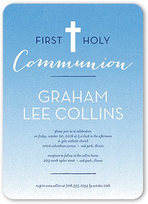 First Communion Invitations: Clean Communion Boy Communion Invitation, Blue, Standard Smooth Cardstock, Rounded