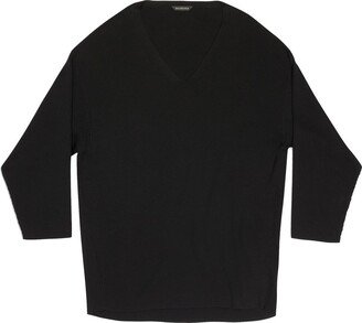 oversize V-neck long jumper