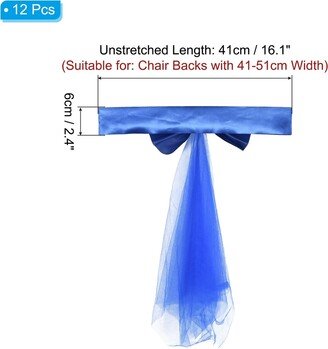 Unique Bargains 12Pcs Stretch Satin Chair Sashes Bows Chair Bands Decor Floating Tied - 12 Pack