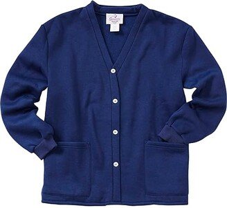 Silverts Fleece Cardigan Open Back (Navy) Women's Sweater