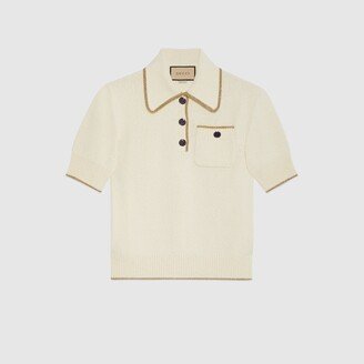 Cotton lamé knit polo shirt