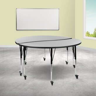 2 Piece Mobile 60 Circle Flexible Grey Adjustable Activity Table Set