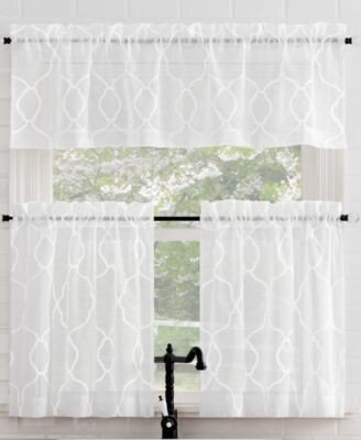 No. 918 Allerton Embroidered Trellis Rod Pocket Kitchen Curtain Collection