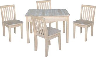 Overstock Kids Table with Lift Up Top and 4 Mission Juvenile Chairs - 5 Piece Set Unfinished