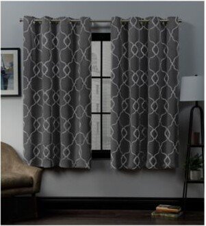 Belmont Embroidered Woven Blackout Grommet Top Curtain Panel Pair