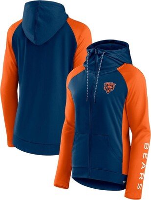 Women's Branded Navy, Orange Chicago Bears End Around Raglan Full-Zip Hoodie - Navy, Orange