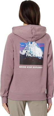 Box Nse Pullover Hoodie (Fawn Grey/TNF Mountain Script Graphic) Women's Clothing