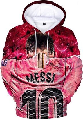 ASVIL Mens and Womens Lionel Messi Fleece Hoodies Cotton Pullover Sweatshirts 3D Print Long Sleeve Sweater