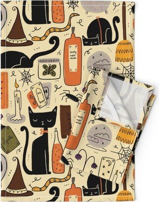 Potions Tea Towels | Set Of 2 - Oddities & Cats Oh My By Erinkarr Skull Linen Cotton Spoonflower