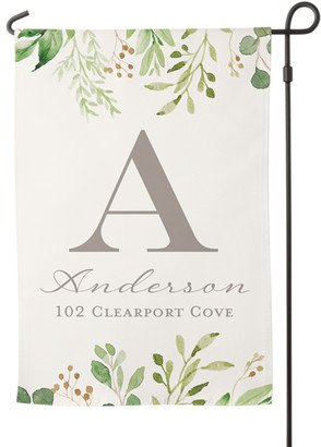 Garden Flags: Foliage Border Garden Flag, Flag Stand, Gray