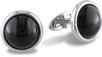 DELMAR Sterling Silver Onyx Cuff Links